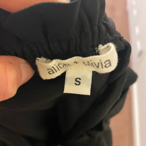 ALICE + OLIVIA BLACK 100% SILK SUSPENDER MINI DRESS BUBBLE HEM PINAFORE S - Picture 5 of 5